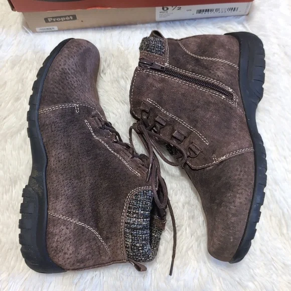 Propet Delaney Brown Suede Leather Lace Up Boots Size 6.5 Wide - Picture 8 of 12